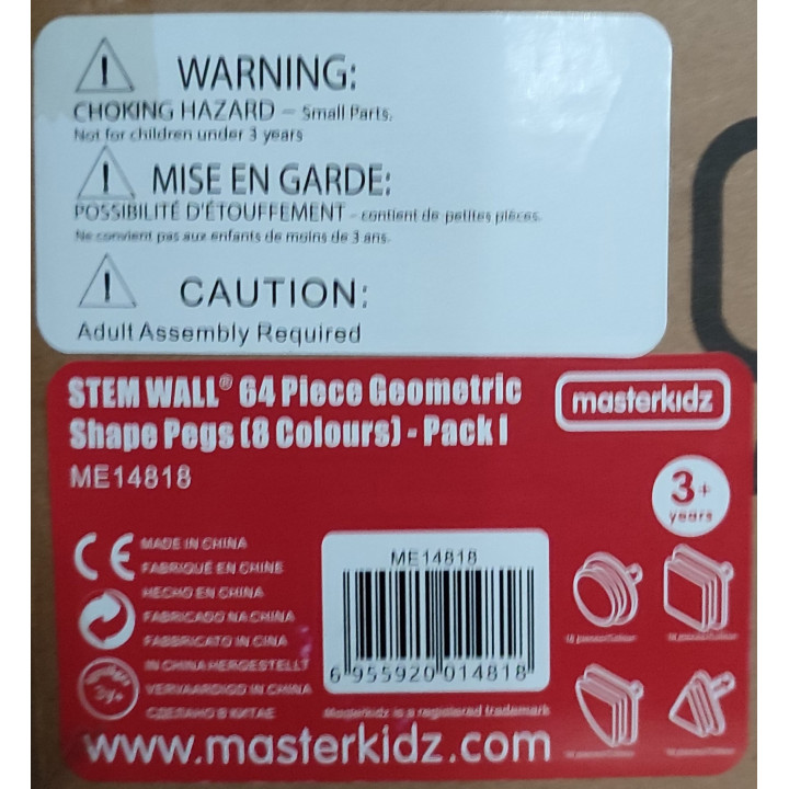 MASTERKIDZ Set of 64 Geometric Shaped Pegs for STEM Boards