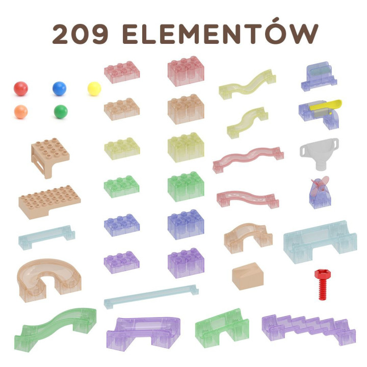 MASTERKIDZ Ball Track Construction Set STEM Board 209 pieces