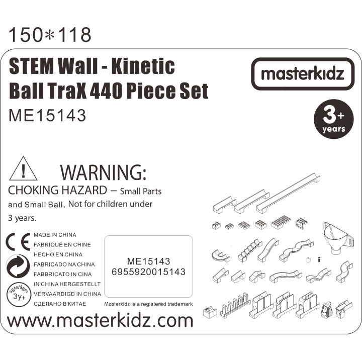 MASTERKIDZ Ball Track Construction Set STEM Board 440 pieces