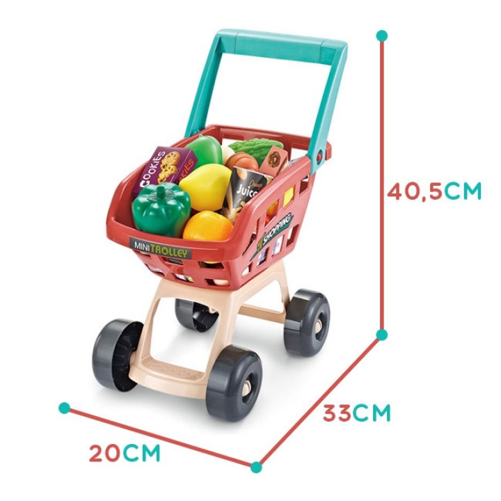 WOOPIE Supermarket z Wózkiem Sklepowym Waga Kasa Skaner + 48 Akcesoriów