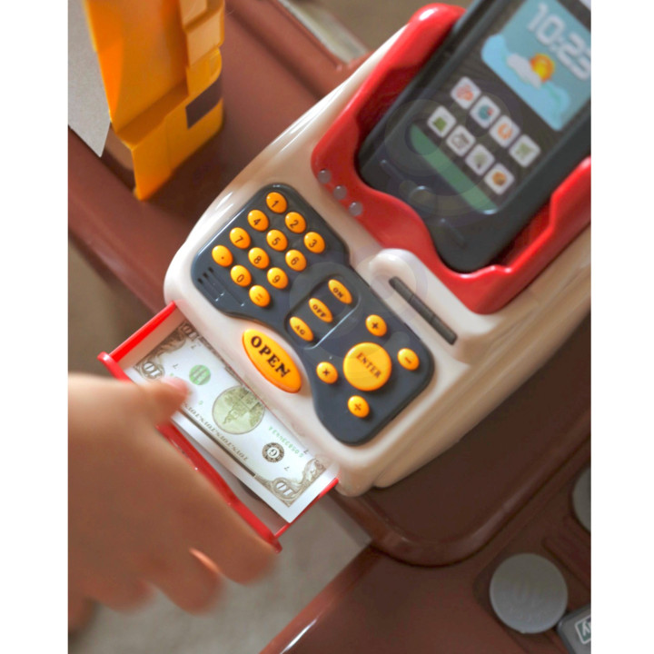 WOOPIE Supermarket Store with Trolley Scale Cash Register Scanner + 48 Accs.