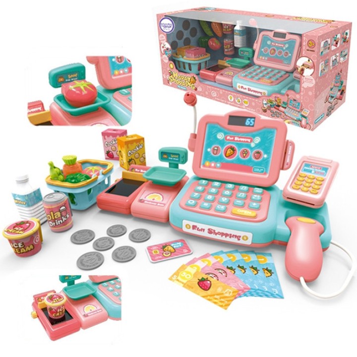 WOOPIE Cash Register For Kids Scanner Scale Microphone + 24 Acc.