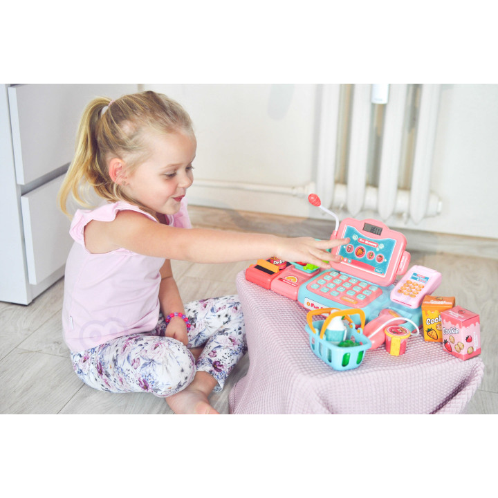 WOOPIE Cash Register For Kids Scanner Scale Microphone + 24 Acc.