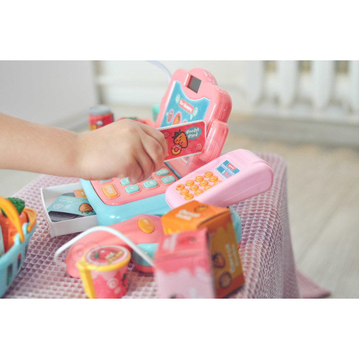 WOOPIE Cash Register For Kids Scanner Scale Microphone + 24 Acc.