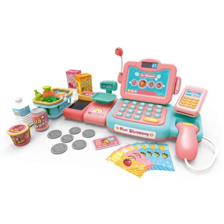 WOOPIE Cash Register For Kids Scanner Scale Microphone + 24 Acc.