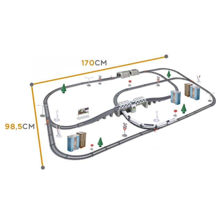 WOOPIE Electric Train Huge 914 cm Track Bridge Tunnel 86 pcs.