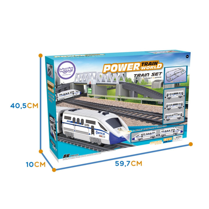 WOOPIE Electric Train Huge 914 cm Track Bridge Tunnel 86 pcs.