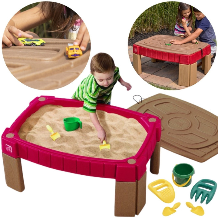 STEP2 Large Sandbox Table with Cover Car Track