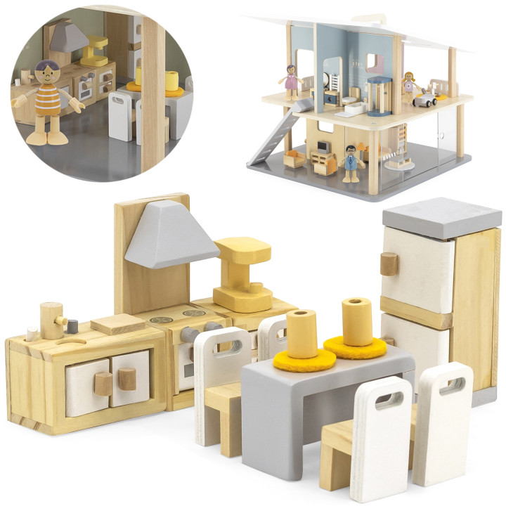 VIGA PolarB Dollhouse Furniture Set Kitchen Dining Room