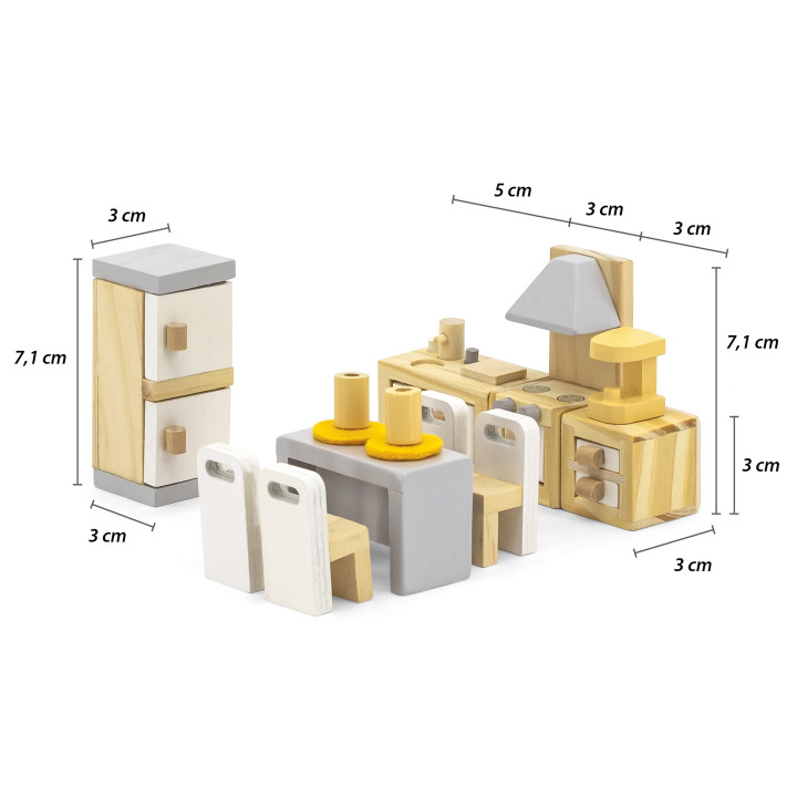 VIGA PolarB Dollhouse Furniture Set Kitchen Dining Room