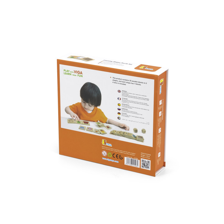VIGA Educational Game Wooden Puzzle Match Shapes 37 pcs.