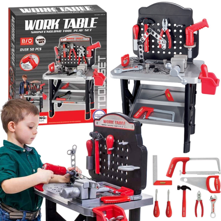 WOOPIE Large Workshop with Tools for Children DIY Set Drill Saw Hammer 50 pcs.