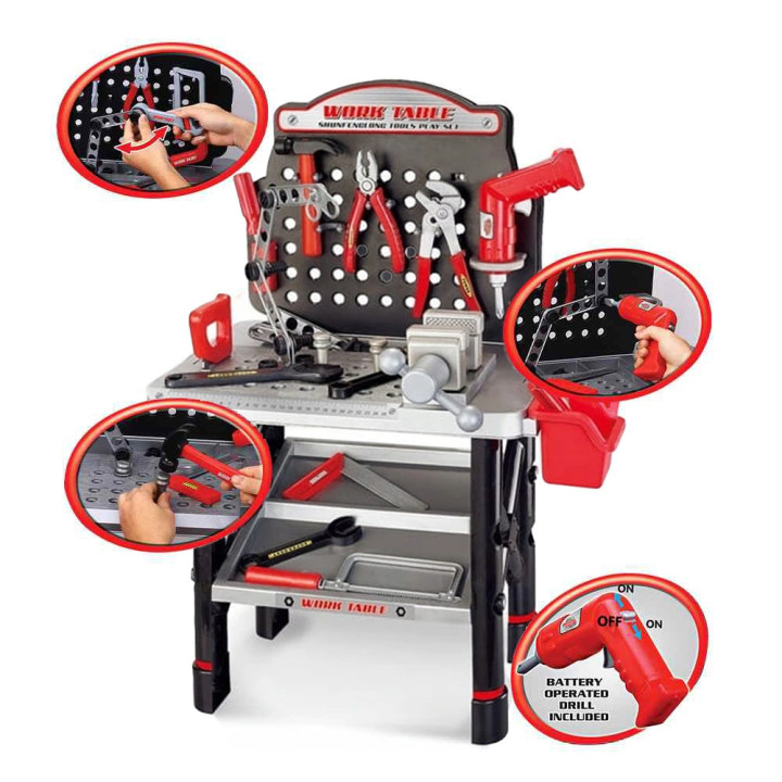 WOOPIE Large Workshop with Tools for Children DIY Set Drill Saw Hammer 50 pcs.