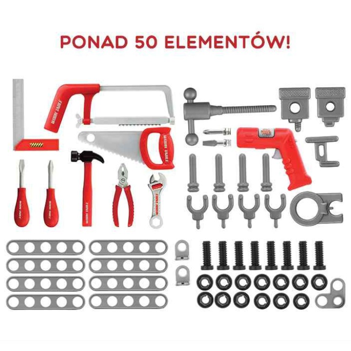 WOOPIE Large Workshop with Tools for Children DIY Set Drill Saw Hammer 50 pcs.