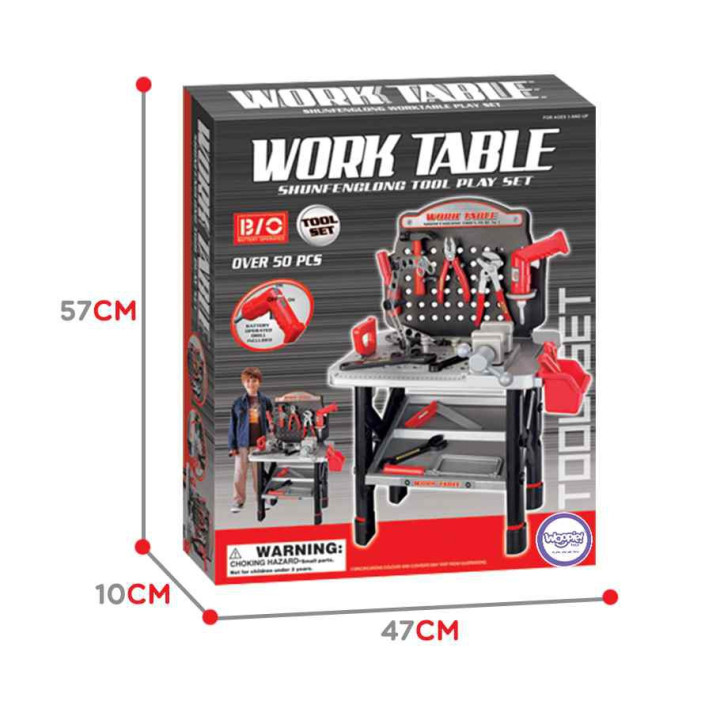 WOOPIE Large Workshop with Tools for Children DIY Set Drill Saw Hammer 50 pcs.