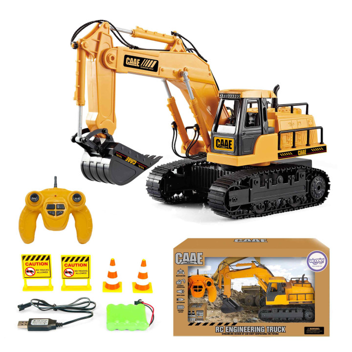 WOOPIE Large Remote Controlled Excavator on Tracks 7 Functions Sound + Acc.