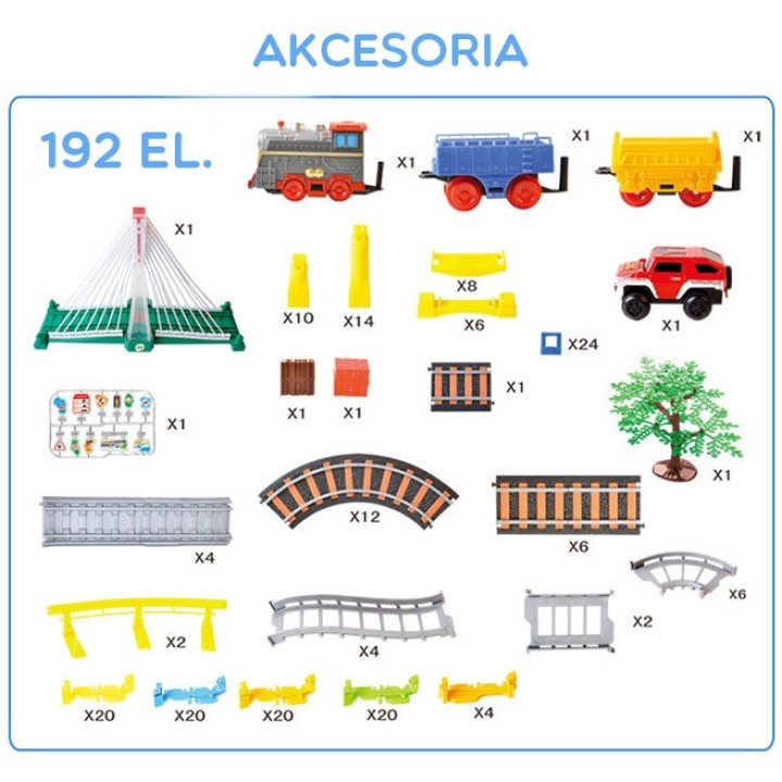 WOOPIE Electric Train Race Track 2in1 Train Viaduct Car XXL 192 pcs.