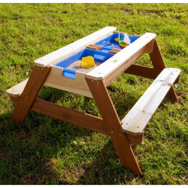 AXI Nick Picnic Table with Bench and Umbrella and Water/Sand Containers
