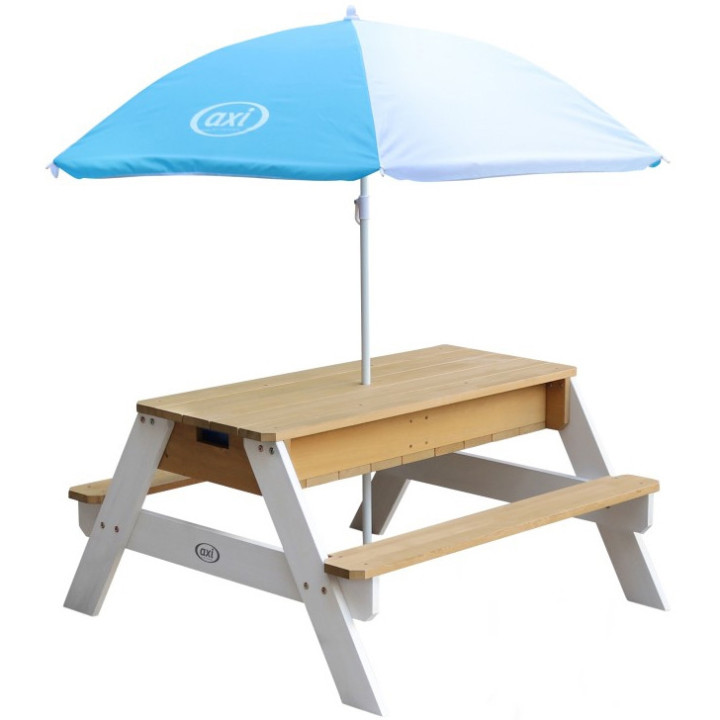 AXI Nick Picnic Table with Bench and Umbrella and Water/Sand Containers