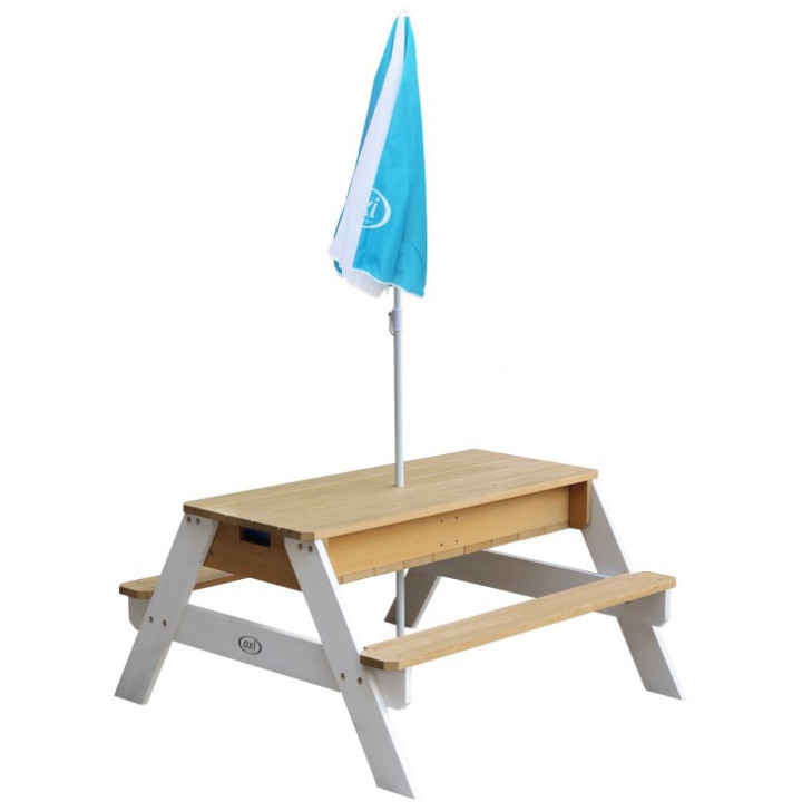 AXI Nick Picnic Table with Bench and Umbrella and Water/Sand Containers