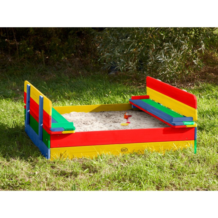 AXI Ella Rainbow Wooden Sandbox with Cover and Benches