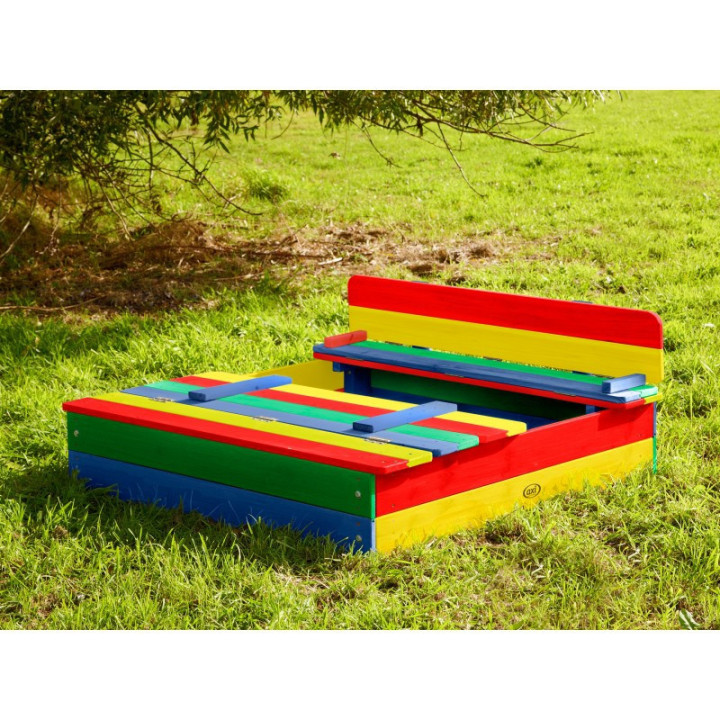 AXI Ella Rainbow Wooden Sandbox with Cover and Benches