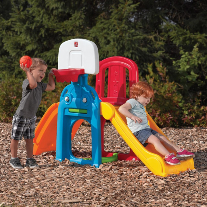 STEP2 Activity Park with Climbing, Slide, Soccer and Basketball