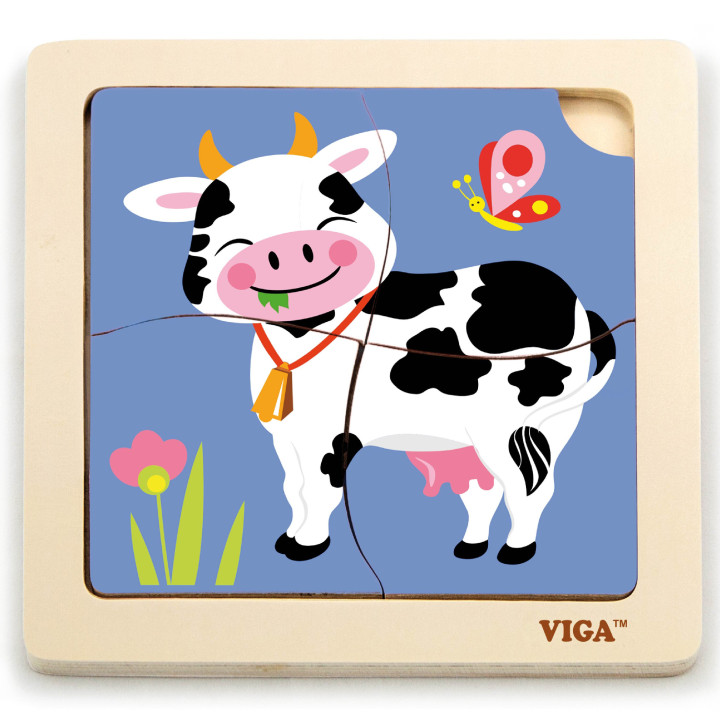 VIGA Poręczne Drewniane Puzzle Konik