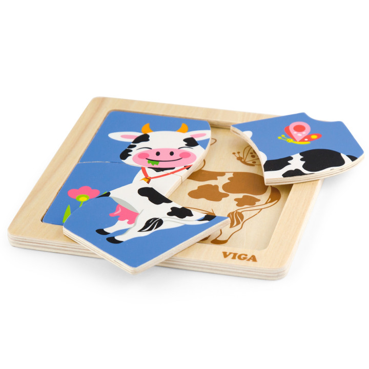 VIGA Poręczne Drewniane Puzzle Konik