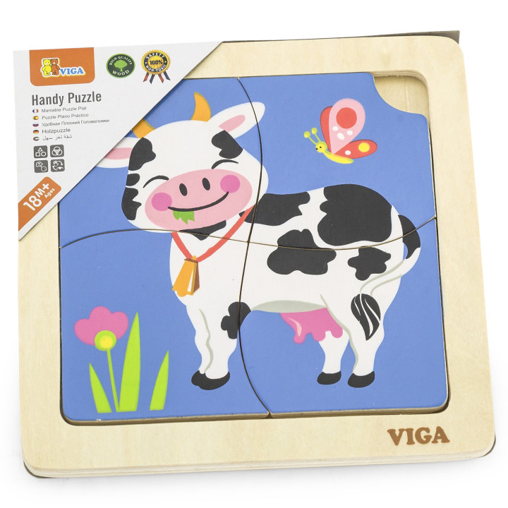 VIGA Poręczne Drewniane Puzzle Konik