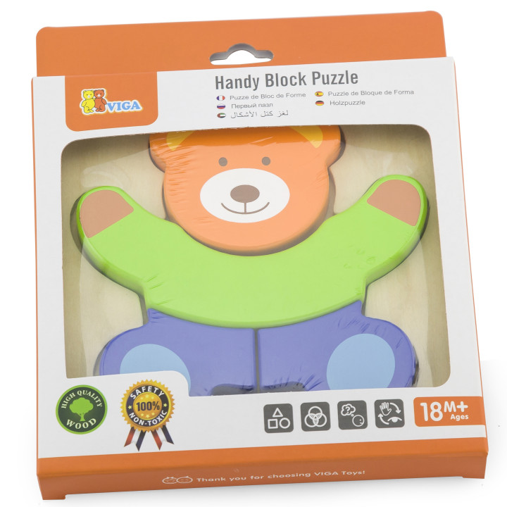 VIGA Baby's First Wooden Puzzle Teddy Bear