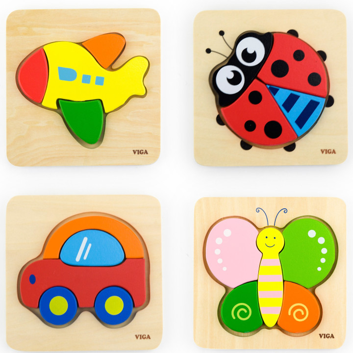 VIGA Pierwsze drewniane Puzzle maluszka Biedronka