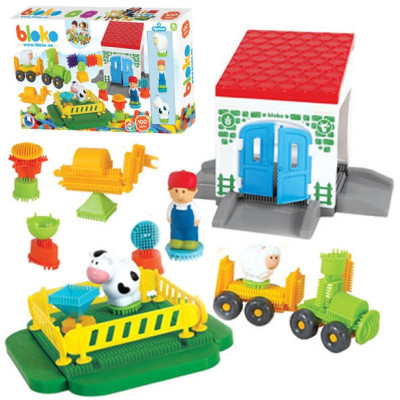 MOCHTOYS Hedgehog Pin Bricks FARM in a Box of 100 pieces + 3 Figures