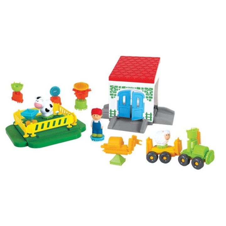 MOCHTOYS Hedgehog Pin Bricks FARM in a Box of 100 pieces + 3 Figures