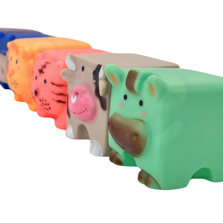 WOOPIE BABY Sensory Blocks Animals Squeeze Puzzle + Sound 6 pcs.