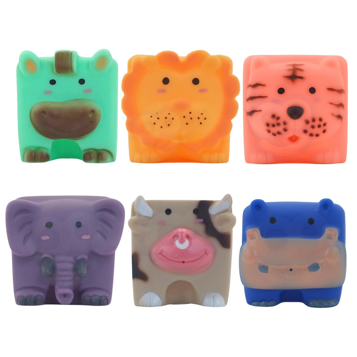 WOOPIE BABY Sensory Blocks Animals Squeeze Puzzle + Sound 6 pcs.