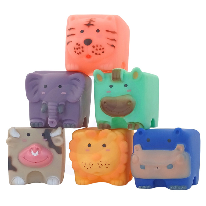 WOOPIE BABY Sensory Blocks Animals Squeeze Puzzle + Sound 6 pcs.