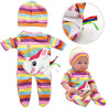 WOOPIE ROYAL Doll Clothes Set Romper Bodysuit Unicorn Hat 43-46 cm