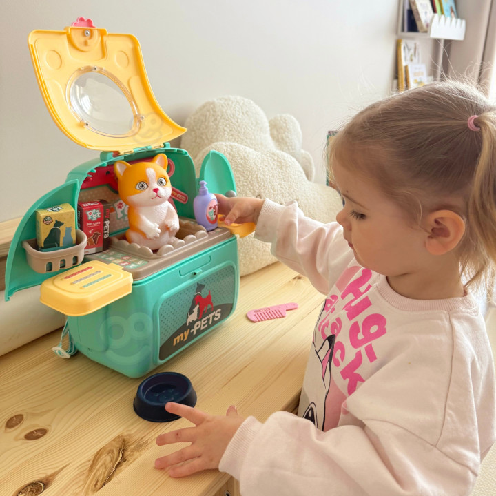 WOOPIE Kotek Przenośny Zestaw Pielęgnacyjny 2w1 w Plecaku Transporter