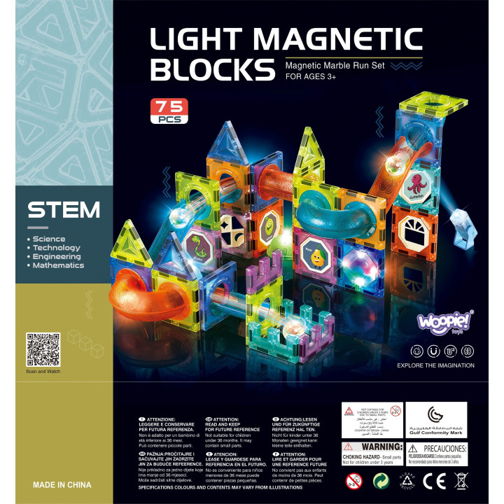 WOOPIE Magnetic Blocks Ball Track Light 75 pcs.