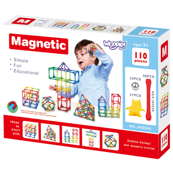 WOOPIE Klocki Magnetyczne Konstrukcyjne Układanka Kreatywna 70 el.