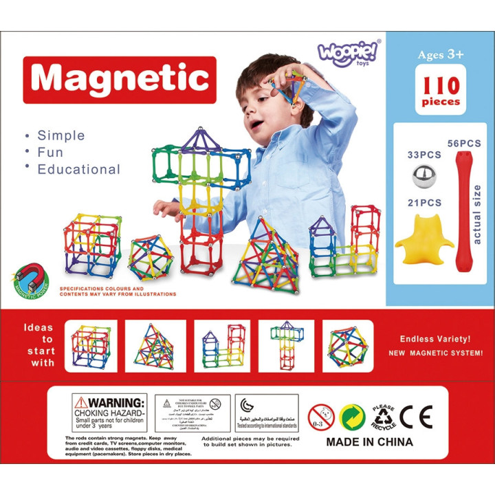 WOOPIE Magnetic Construction Blocks Creative Puzzle 110 pcs.