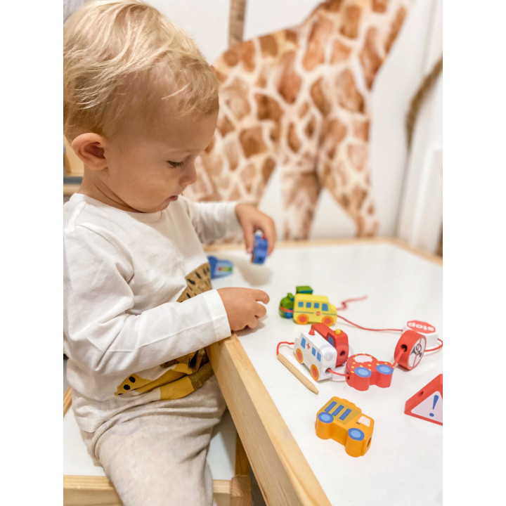 TOOKY TOY Klocki Koraliki Przeplatanka Do Nawlekania Pojazdy Samochody