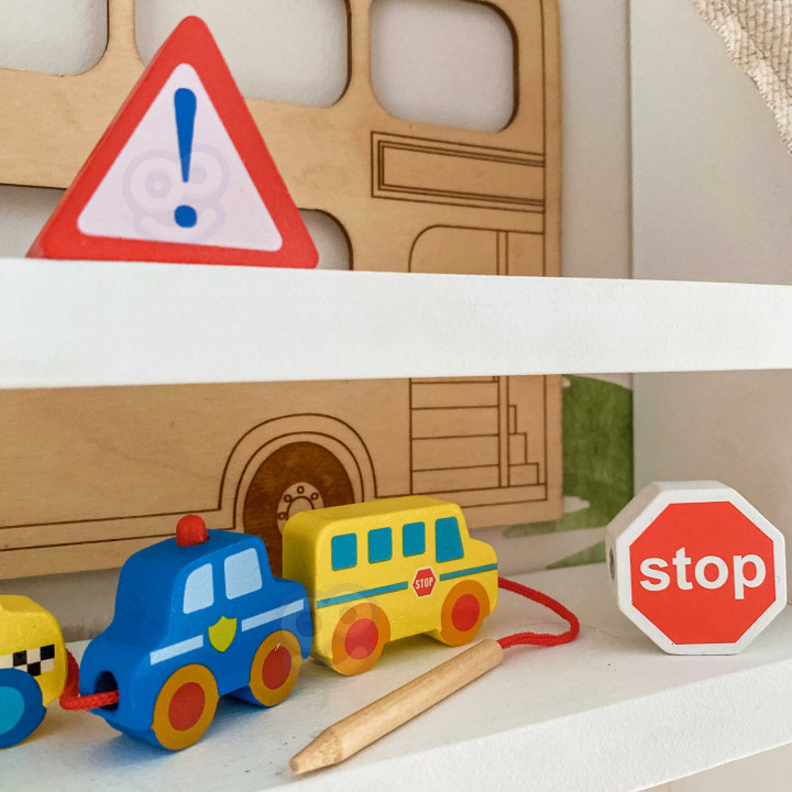 TOOKY TOY Klocki Koraliki Przeplatanka Do Nawlekania Pojazdy Samochody