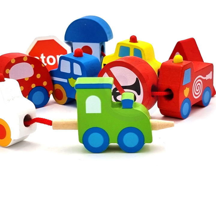 TOOKY TOY Klocki Koraliki Przeplatanka Do Nawlekania Pojazdy Samochody