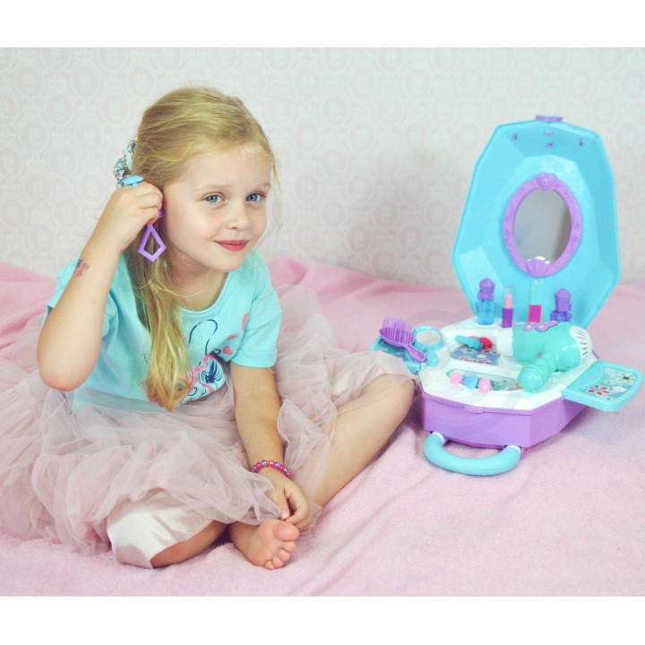 WOOPIE Dressing Table for Girls 2 in 1 Beauty Salon in a Suitcase