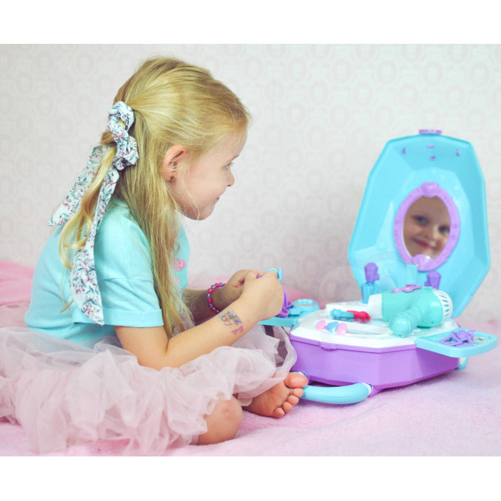 WOOPIE Dressing Table for Girls 2 in 1 Beauty Salon in a Suitcase