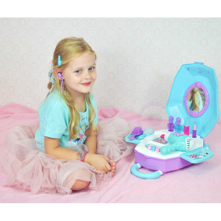 WOOPIE Dressing Table for Girls 2 in 1 Beauty Salon in a Suitcase