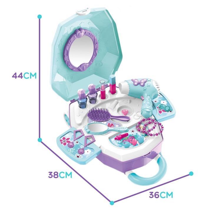 WOOPIE Dressing Table for Girls 2 in 1 Beauty Salon in a Suitcase