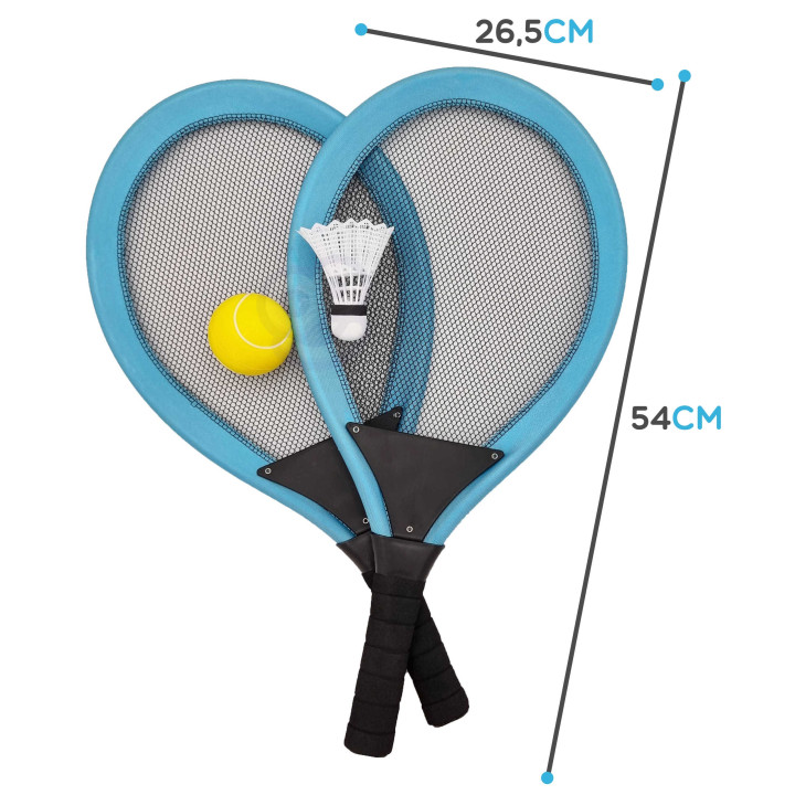 WOOPIE Rakietki do Tenisa Badminton dla Dzieci Zestaw + Piłka Lotka